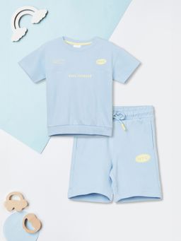 max - Blue Printed Regular Cotton Co-Ord Set