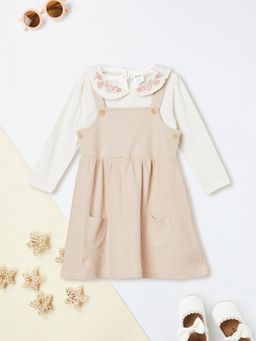max - Yellow Embroidered Regular Cotton Top and Dress