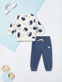 max - White Printed Regular Cotton T-shirt and Joggers