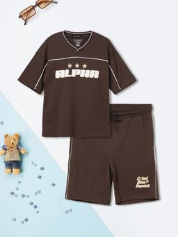 max - Brown Printed Regular Cotton Blend Co-Ord Set