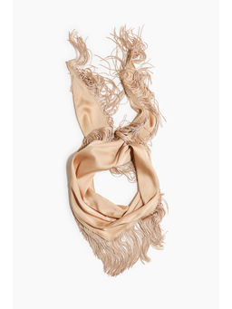 H&M - Women Beige Fringed triangle scarf