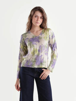 RAREISM - Lassy Women Light Multi Floral Print Relaxed Fit Sweater