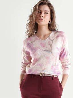 RAREISM - Loer Women Light Multi Floral Print Relaxed Fit Sweater
