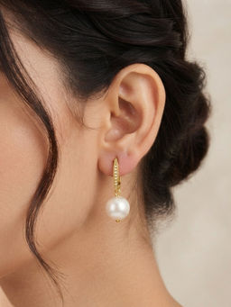 RACHIVA - Women White Pearl Stainless Steel Pair Of Earrings