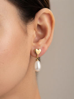 RACHIVA - Women White Pearl Stainless Steel Pair Of Earrings