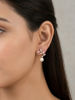 RACHIVA - Women White Pearl Stainless Steel Pair Of Earrings