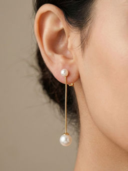 RACHIVA - Women White Pearl Stainless Steel Pair Of Earrings