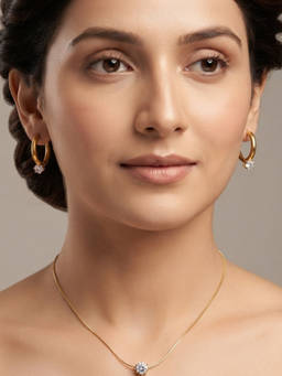 RACHIVA - Women White Stones Stainless Steel Necklace with Pair Of Earring