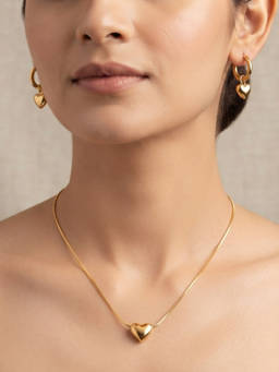 RACHIVA - Women Gold Statement Stainless Steel Necklace with Pair Of Earring