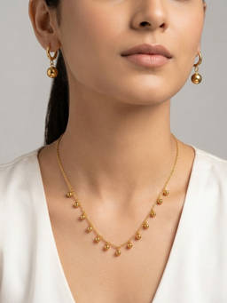 RACHIVA - Women Gold Statement Stainless Steel Necklace with Pair Of Earring