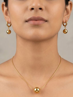 RACHIVA - Women Gold Statement Stainless Steel Necklace with Pair Of Earring