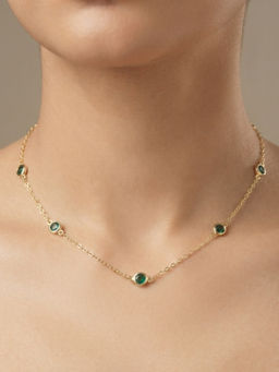 RACHIVA - Women Green Stones Stainless Steel Necklace
