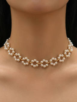 RACHIVA - Women White Pearl Stainless Steel Necklace