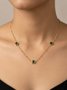 RACHIVA - Women Green Stones Stainless Steel Necklace