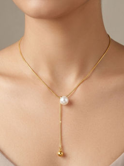 RACHIVA - Women White Pearl Stainless Steel Necklace