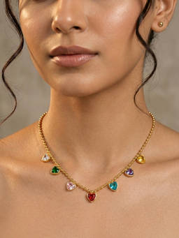 RACHIVA - Women Multi-Color Stones Stainless Steel Necklace