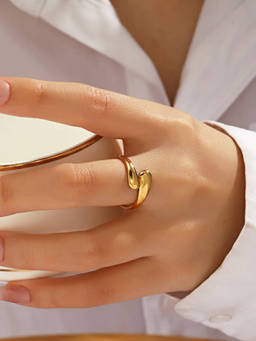 RACHIVA - Women Gold Statement Stainless Steel Ring