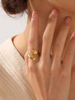 RACHIVA - Women Gold Statement Stainless Steel Ring
