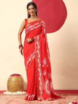 Garden VARELI - Women's Art Silk Red Saree