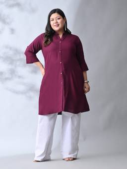 Desi Noor - Wine Rayon Kurta