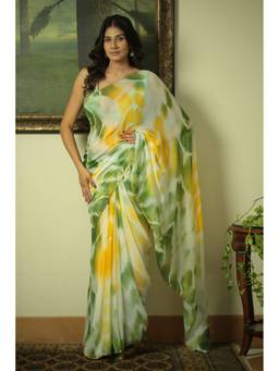 Zari Jaipur - Women's Multi-Color Chiffon Saree
