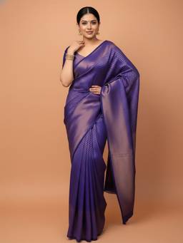 URBAN PALLU - Blue Women's Woven Silk Blend Saree