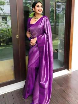 URBAN PALLU - Purple Women Silk Blend Saree