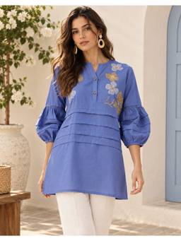 STUDIO MISRI - Women's Blue Cotton Tunic