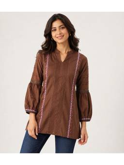 STUDIO MISRI - Women's Brown Cotton Tunic