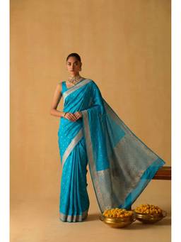 Zari Jaipur - Women Blue Banarasi Saree