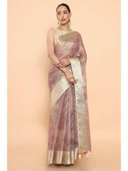 Soch - Women Multi-Color Organza Printed Saree with Unstitched Blouse