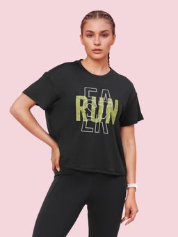 Enamor - Short Sleeve Crew Neck Crop length Pull On Crop Graphic T-Shirt For Women - A311