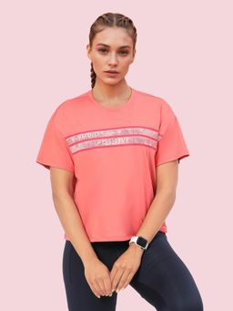 Enamor - Short Sleeve Crew Neck Crop length Pull On Crop Graphic T-Shirt For Women - A311