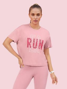 Enamor - Short Sleeve Crew Neck Crop length Pull On Crop Graphic T-Shirt For Women - A311