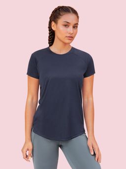 Enamor - A313 Women Active Panel Quick Dry Relaxed Fi Workout T-Shirt Navy Blue