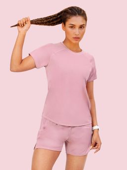 Enamor - A314 Women Kool Poly Quick Dry Relaxed Fit Workout Raglan T-Shirt Pink