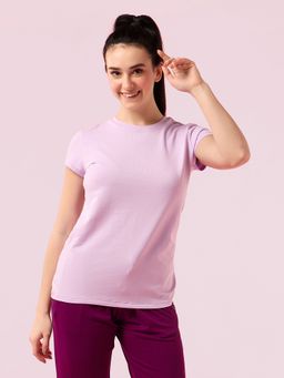 Enamor - Short Sleeve Crew Neck Basic T-Shirt Regular Length Slim Fit Stretch Cotton E047