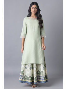 WISHFUL by W - Green Printed Kurta