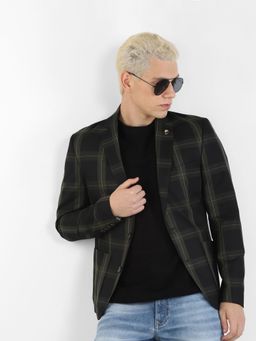 Jack & Jones - Green Check Print Slim Fit Blazer