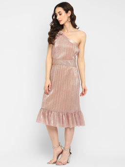 Taurus - Pink Pleated Lycra Knit Dress