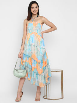 Taurus - Blue Digital Printed Georgette Dress