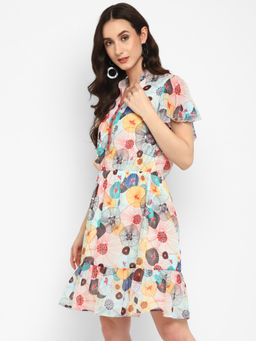 Taurus - Ivory Digital Printed Georgette Dress