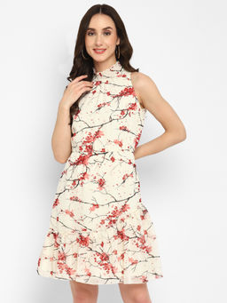 Taurus - Ivory Printed Georgette Dress