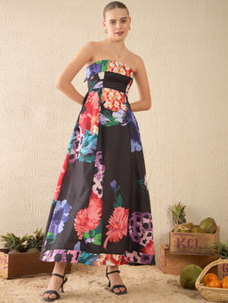 Uptownie - Black Bandeau Maxi Cotton Dress