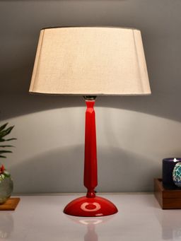 Homesake - Glossy Red Cubist Table Lamp White Drum