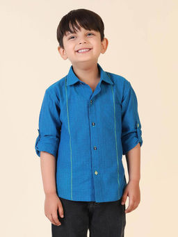 Fabindia - Blue Cotton Dobby Shirt