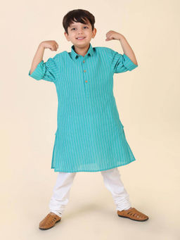 Fabindia - Blue Cotton Woven Kurta