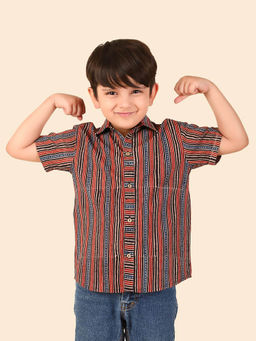 Fabindia - Red Cotton Bagru Printed Shirt