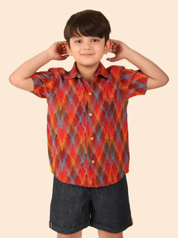 Fabindia - Red Cotton Ikat Shirt