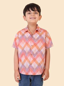 Fabindia - Pink Cotton Hand Block Printed Shirt